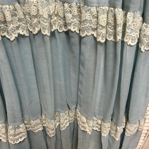 VTG Gunne Sax Blue Maxi Dress Lace Sleeves Prairie Cottagecore 1977 IMPER… - Picture 7 of 16